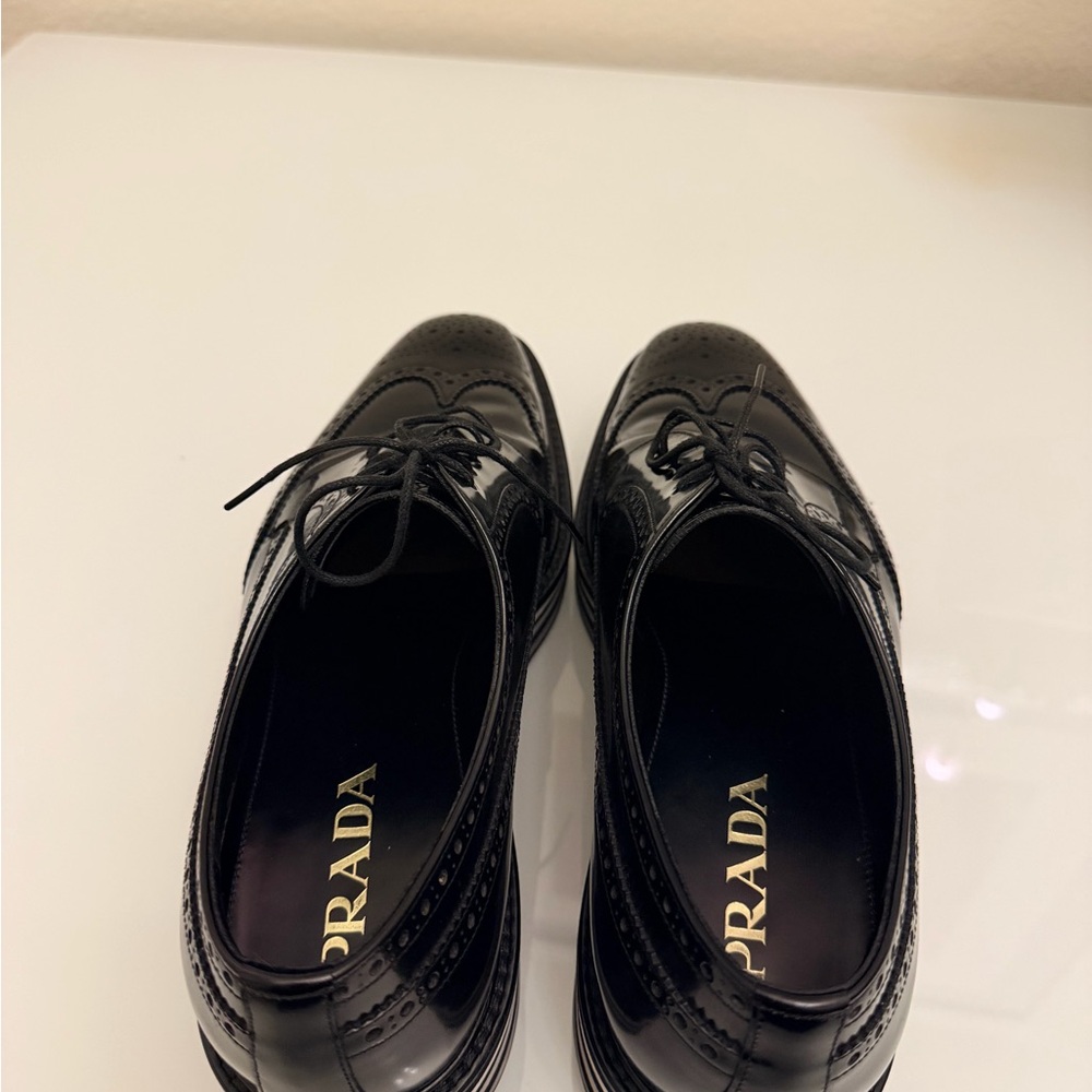 Prada Men's Black Leather Platform Brogues - Picture 4 of 6